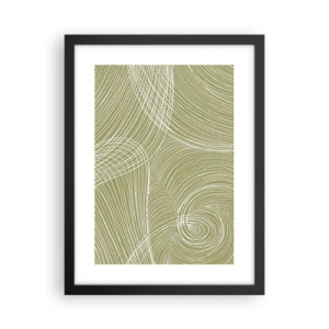 Pôster com moldura preta - Abstração intrincada em branco - 30x40 cm