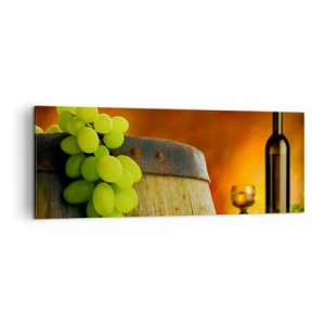 Quadro em tela - Natureza morta com uma garrafa de vinho e um cacho de uvas - 140x50 cm
