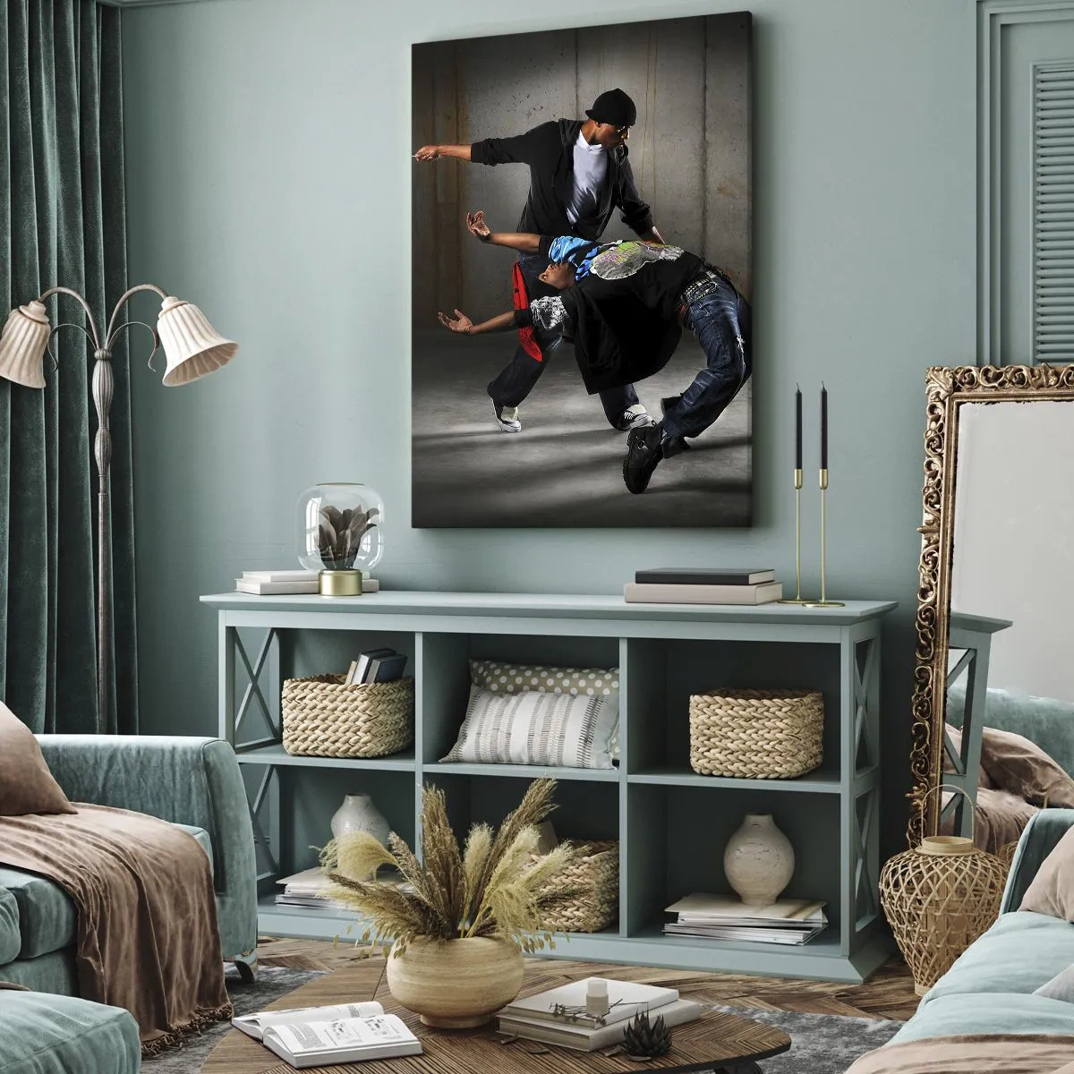 Quadro em tela - Dançando com o vento da rua - 65x120 cm