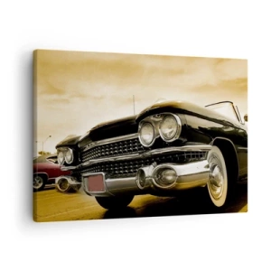 Quadro em tela - Um carro antigo com visual retrô e detalhes cromados. - 70x50cm - Os clássicos nunca desaparecem - Decoração de parede moderna para a sala de estar e quarto ARTTOR