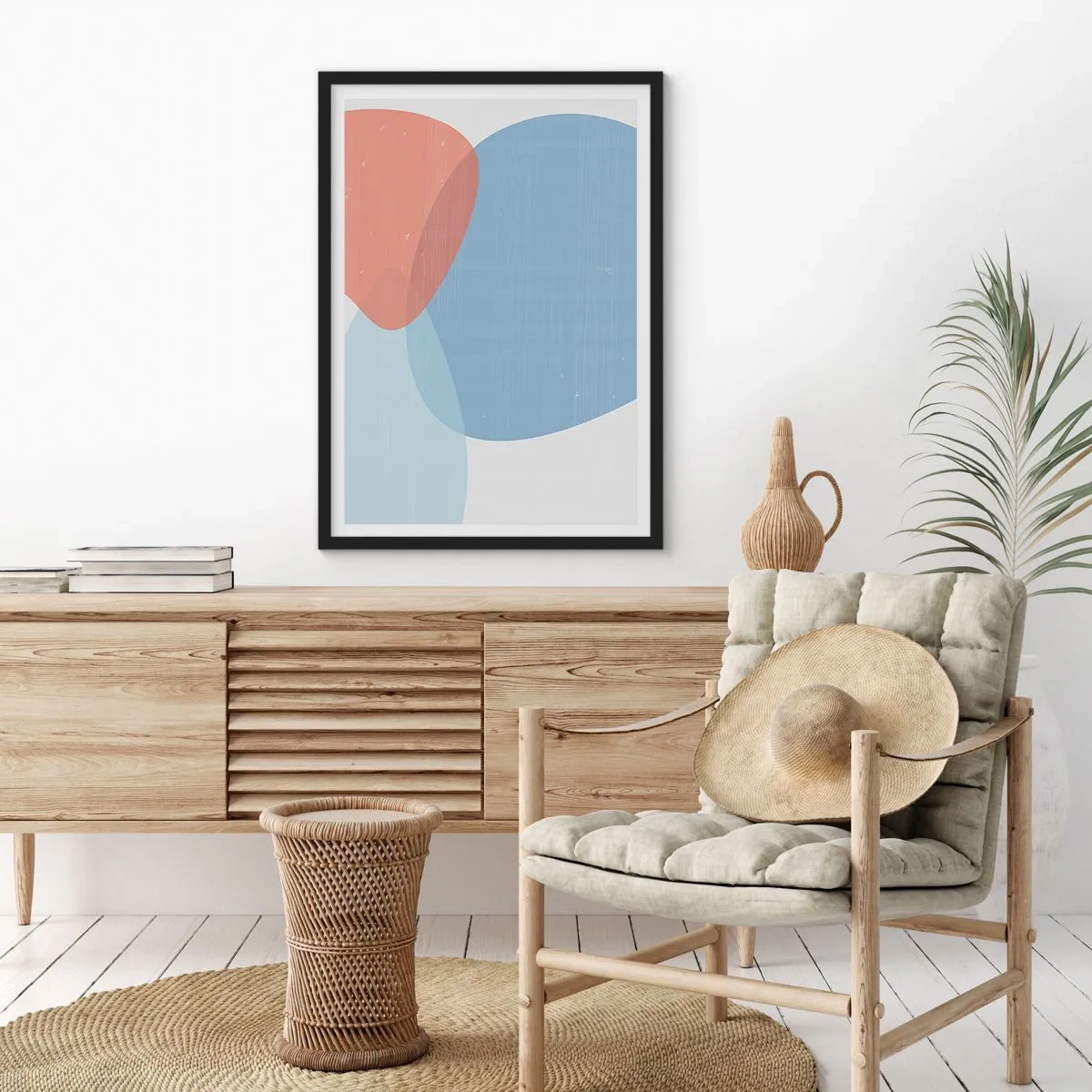 Pôster com moldura preta - Relacionamentos pastel - 70x100 cm
