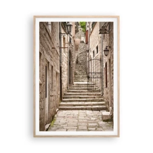Pôster com moldura de carvalho claro - Beco velho mágico - 70x100 cm