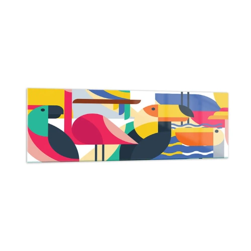 Quadro em vidro - A festa dos pássaros - 160x50 cm