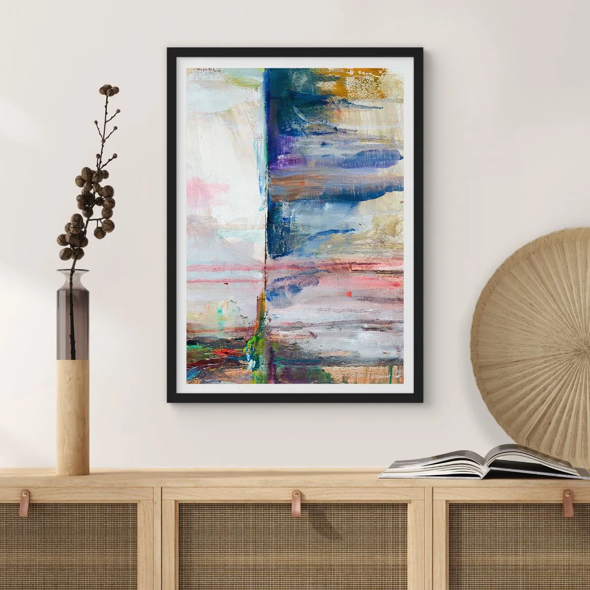 Pôster com moldura preta - Impressões coloridas e associações - 70x100 cm