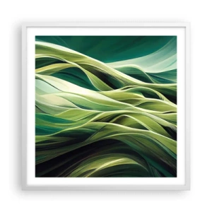 Pôster em moldura branca - Jogo verde abstrato - 60x60 cm