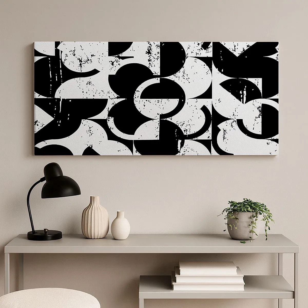 Quadro em tela - O branco é branco e o preto é preto - 100x40 cm