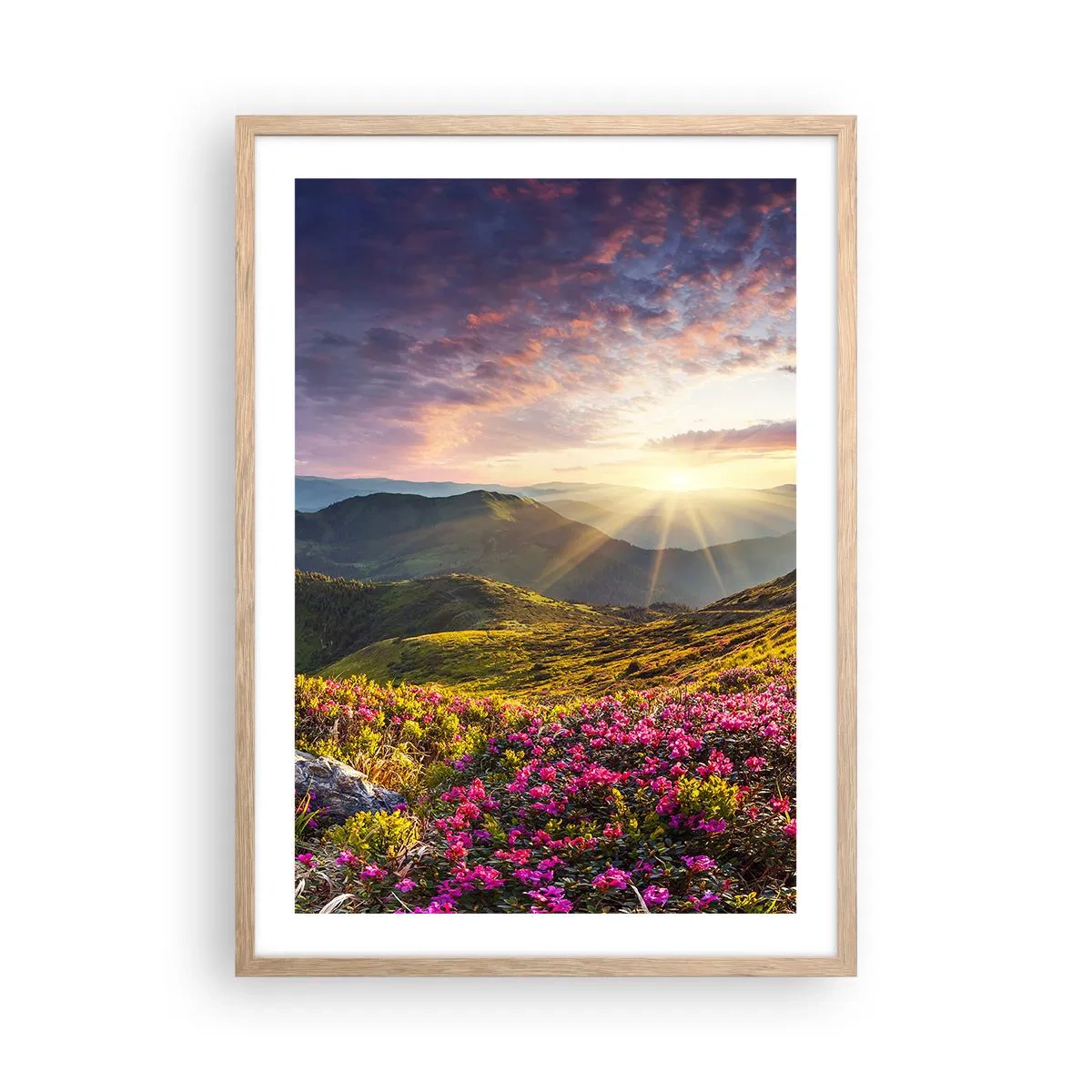 Pôster com moldura de carvalho claro - A frescura de uma manhã nas montanhas - 50x70 cm