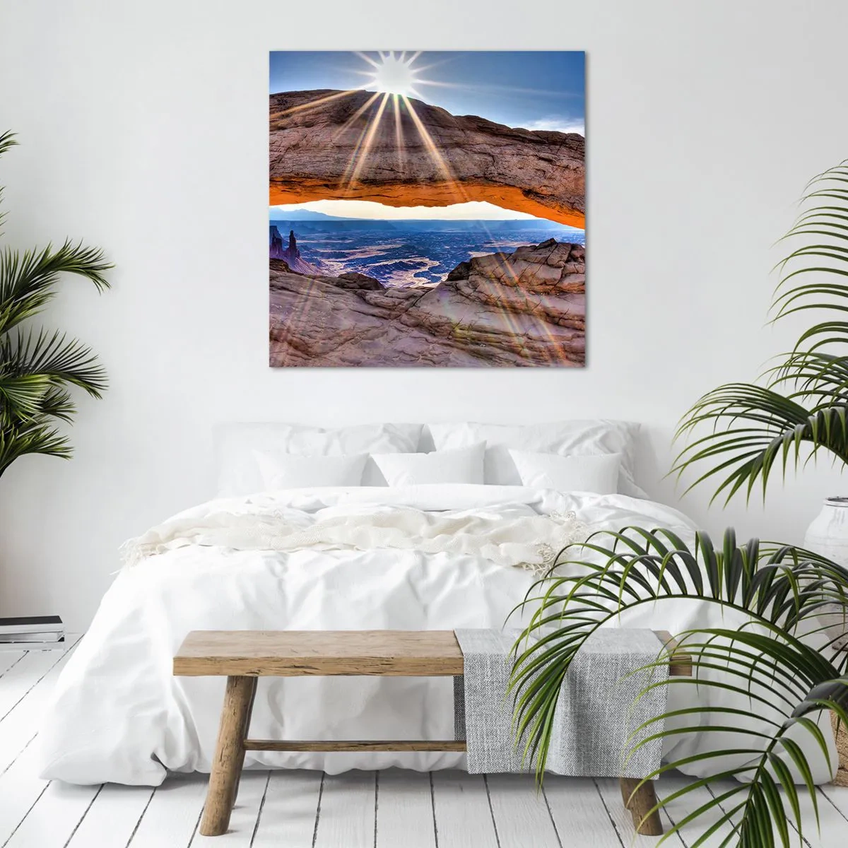 Quadro em tela - Através do portão de pedra - 30x30 cm