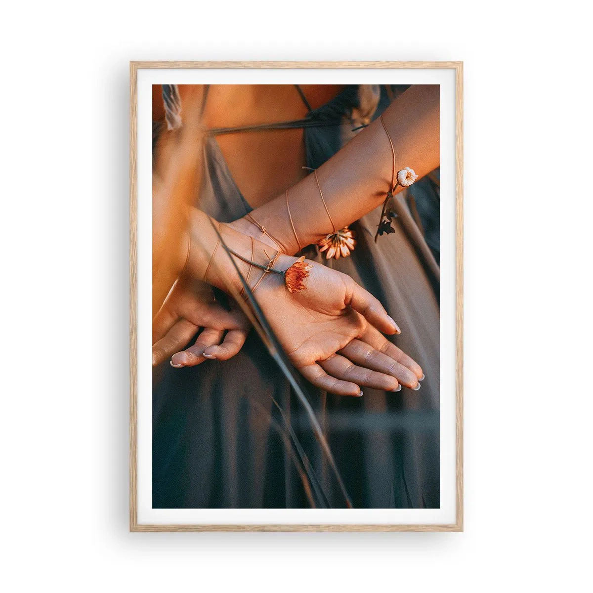 Pôster com moldura de carvalho claro - Ligada à natureza - 70x100 cm