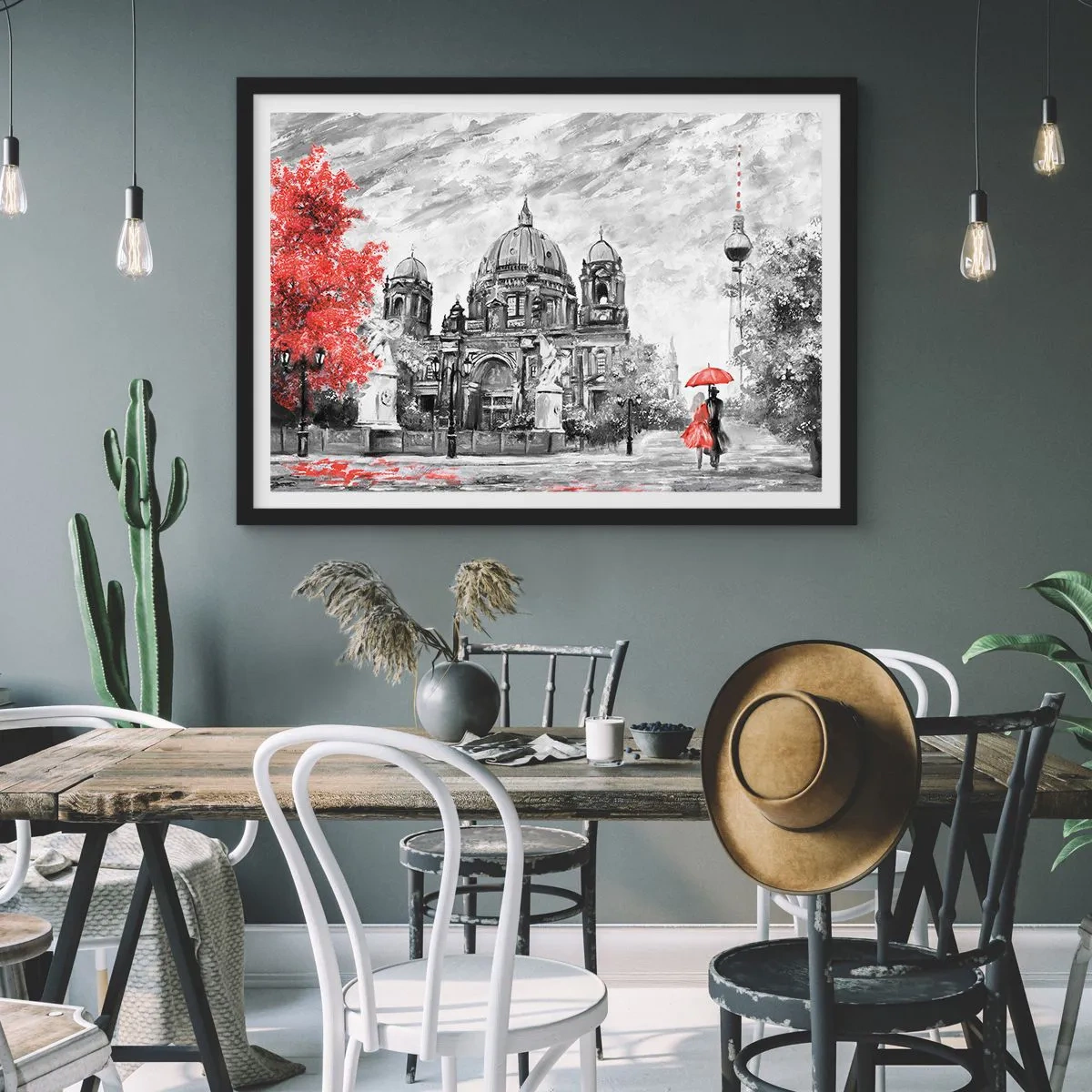 Pôster com moldura preta - Reunião em Berlim - 70x50 cm