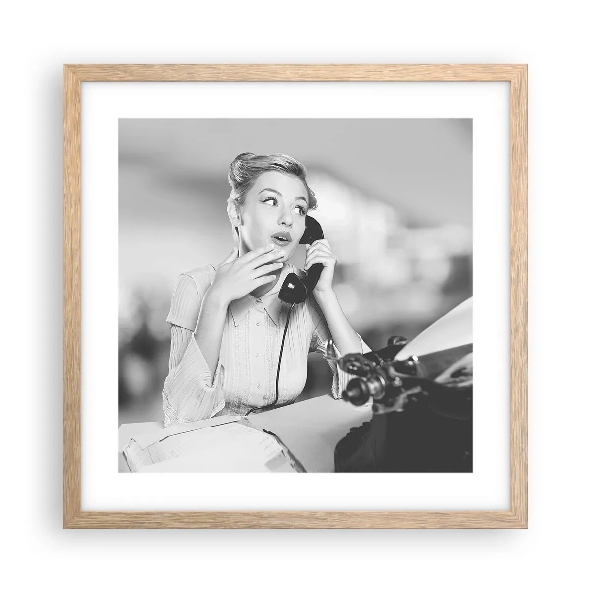 Pôster com moldura de carvalho claro - Olá, estes são os anos 50. - 40x40 cm