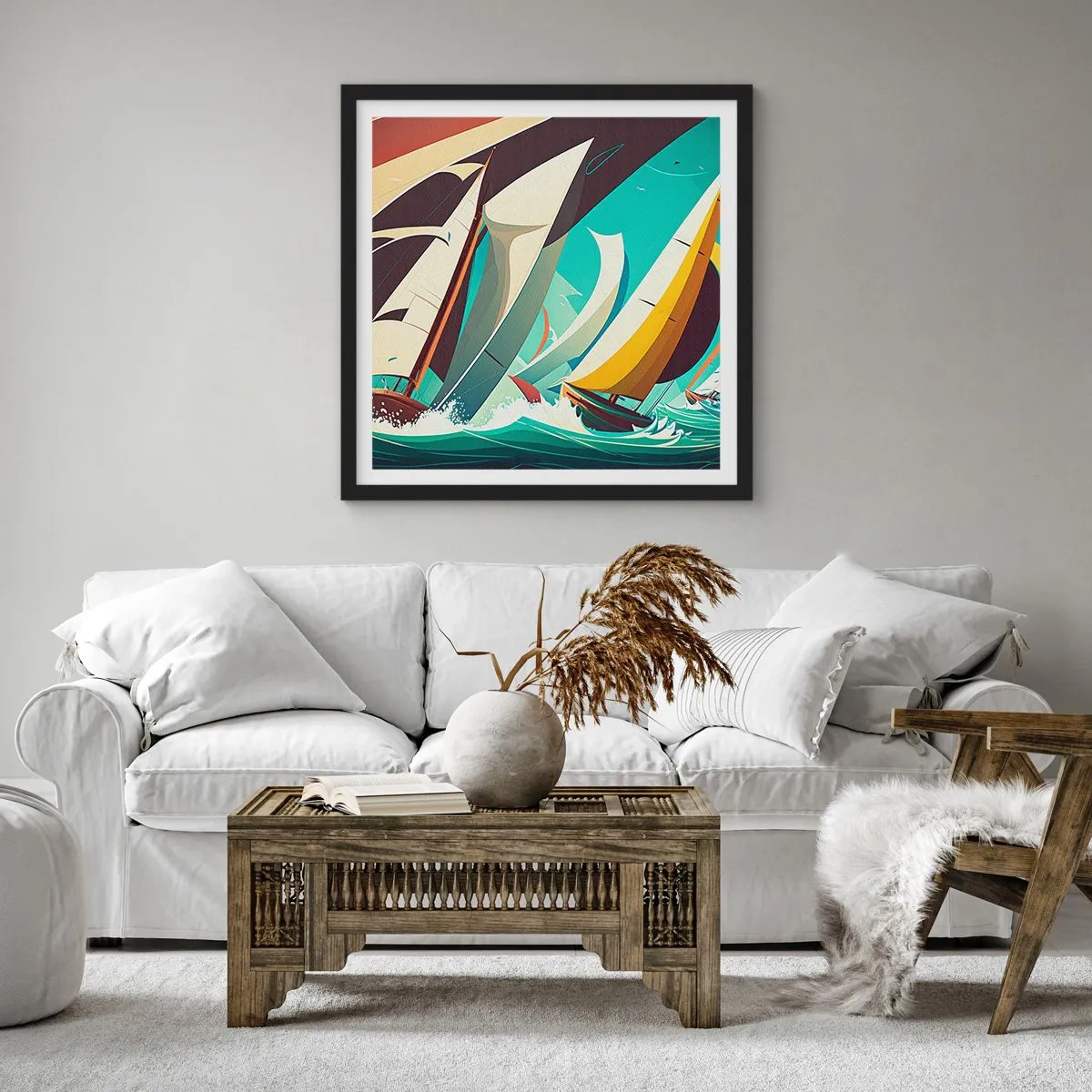 Pôster com moldura preta - Boa sorte com os elementos - 60x60 cm