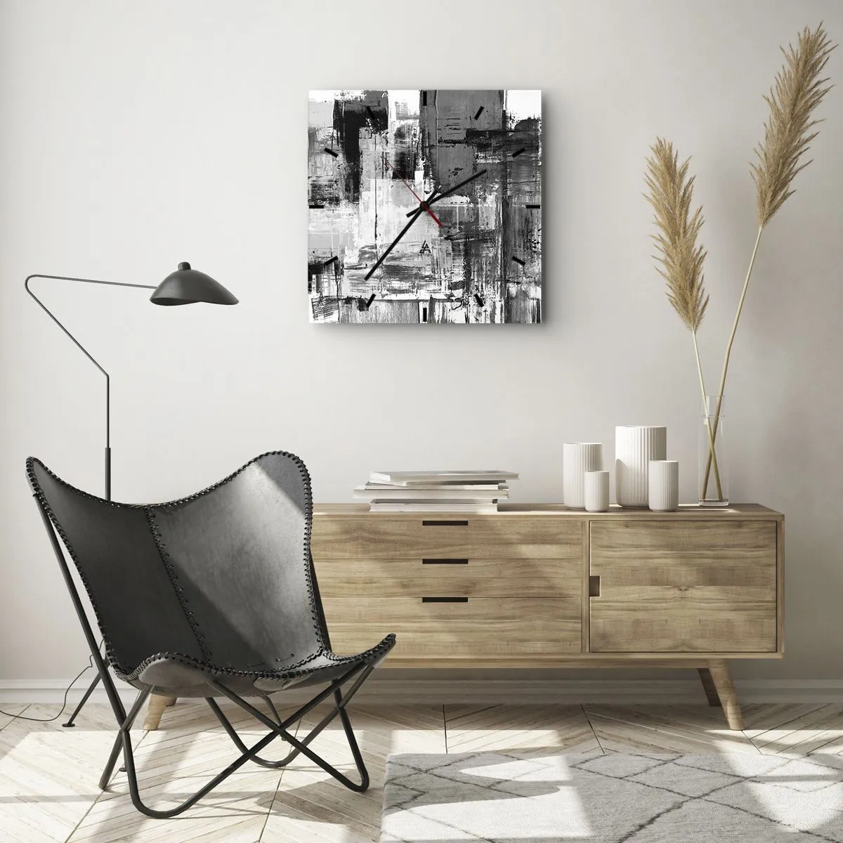 Relógio de parede - Relógio em vidro - O cinza é lindo - 40x40 cm