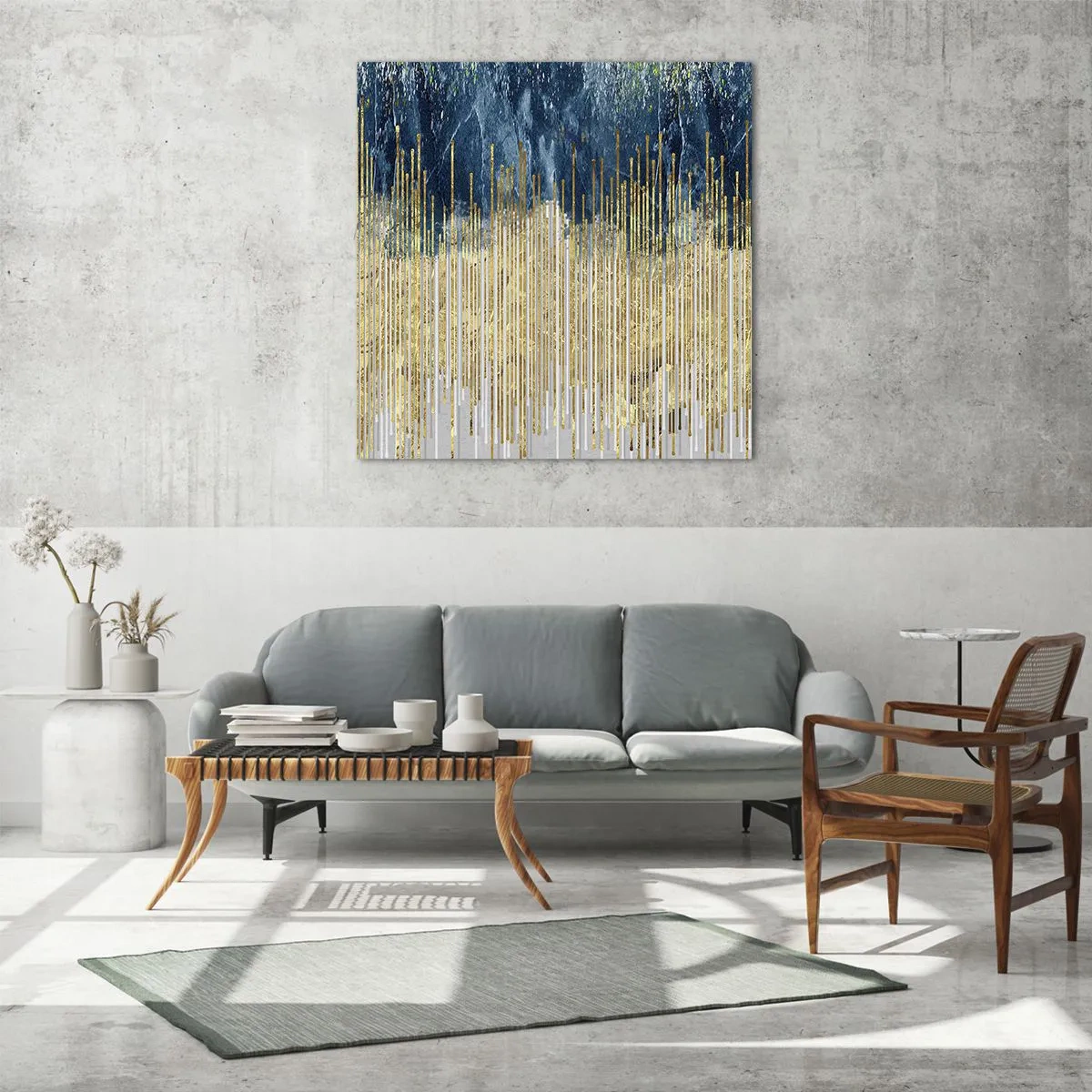 Quadro em vidro - Borda dourada - 70x70 cm