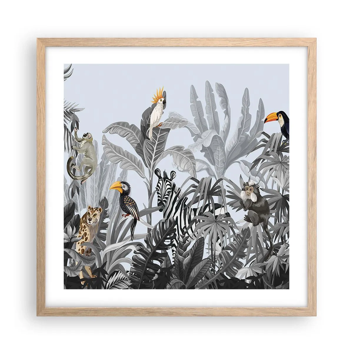 Pôster com moldura de carvalho claro - Conto de fadas africano - 50x50 cm