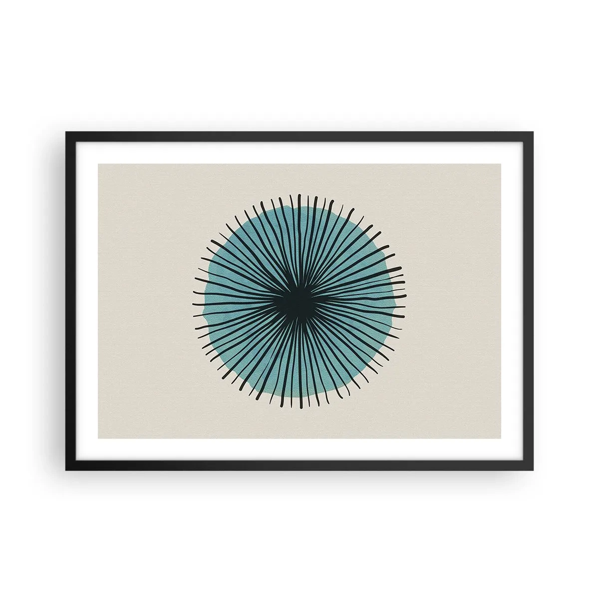 Pôster com moldura preta - Radiante sobre o azul - 70x50 cm