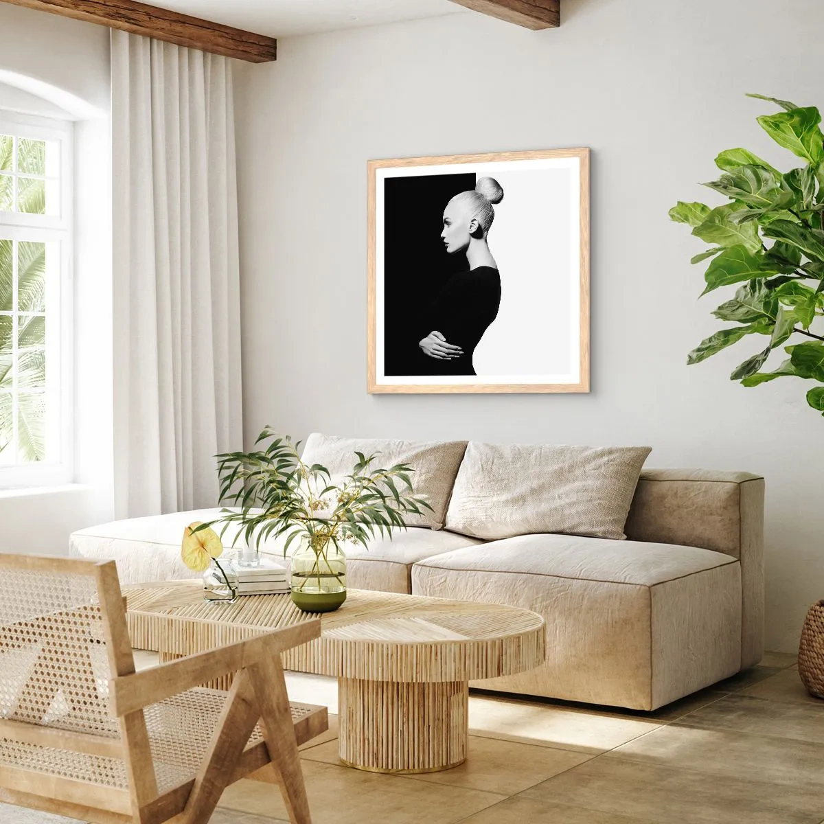 Pôster com moldura de carvalho claro - Simplesmente mulher - 60x60 cm