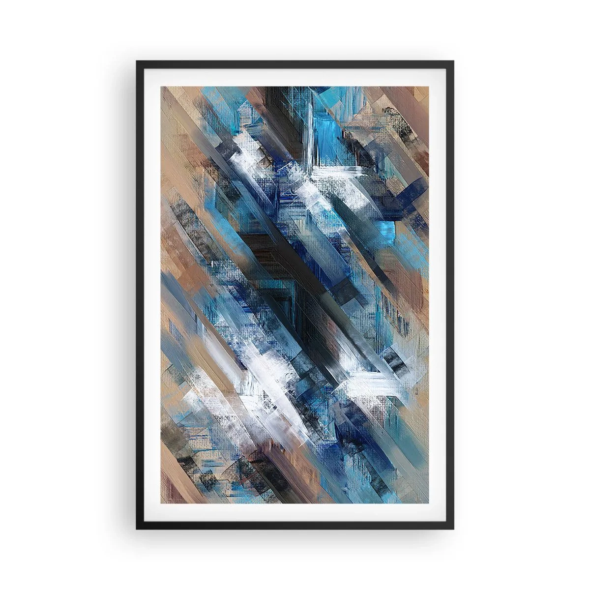 Pôster com moldura preta - Numa diagonal azul - 61x91 cm