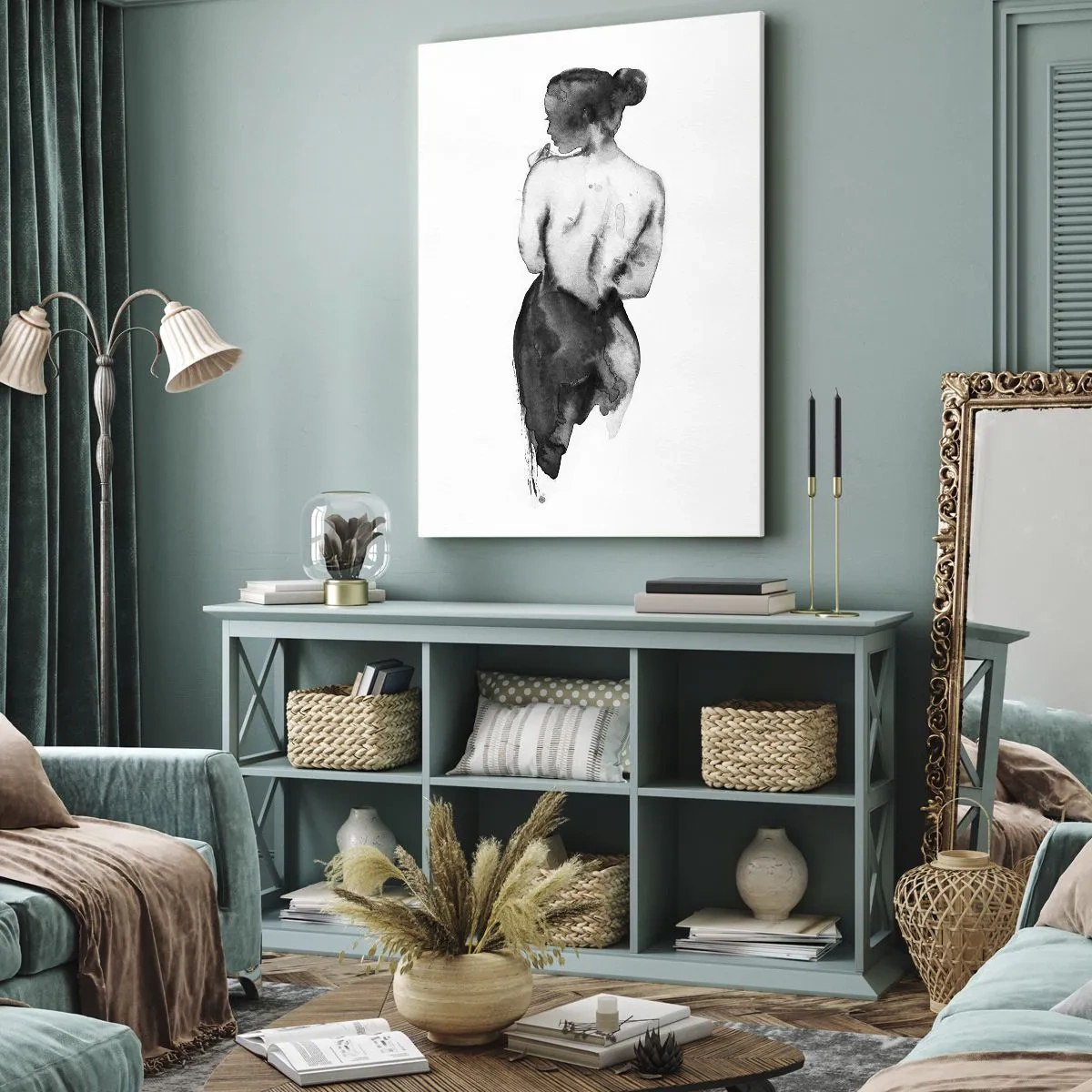 Quadro em tela - Com ela, o mundo desaparece - 45x80 cm