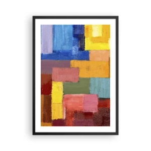 Pôster com moldura preta - Retângulos coloridos abstratos em uma composição harmoniosa - 50x70cm - Cada um diferente, todos coloridos - Decoração de parede moderna para a sala de estar e quarto ARTTOR
