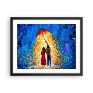 Pôster com moldura preta - A magia de uma noite chuvosa? - 50x40 cm