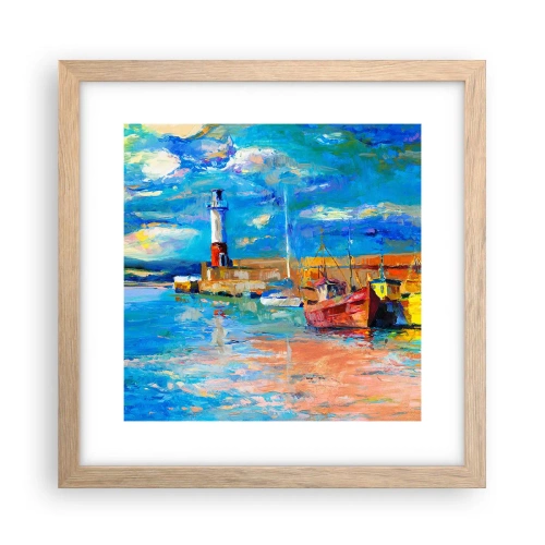 Pôster com moldura de carvalho claro - Tarde na baía do arco-íris - 30x30 cm