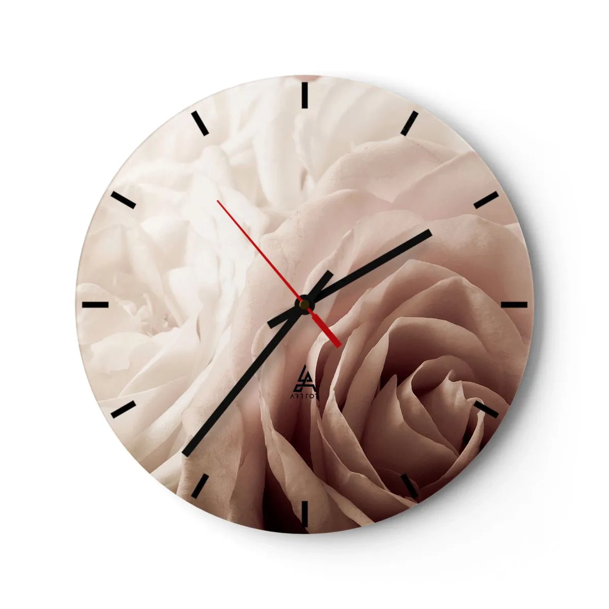 Relógio de parede - Relógio em vidro - No coração de uma rosa - 40x40 cm