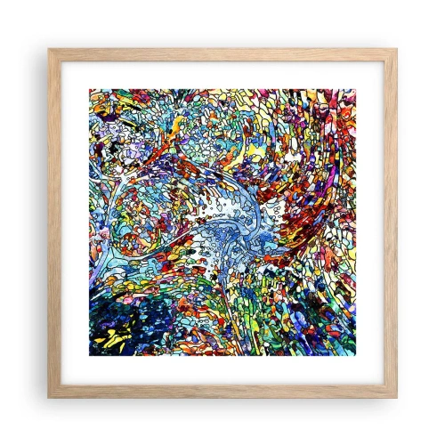 Pôster com moldura de carvalho claro - Vitrais gotejantes - 40x40 cm