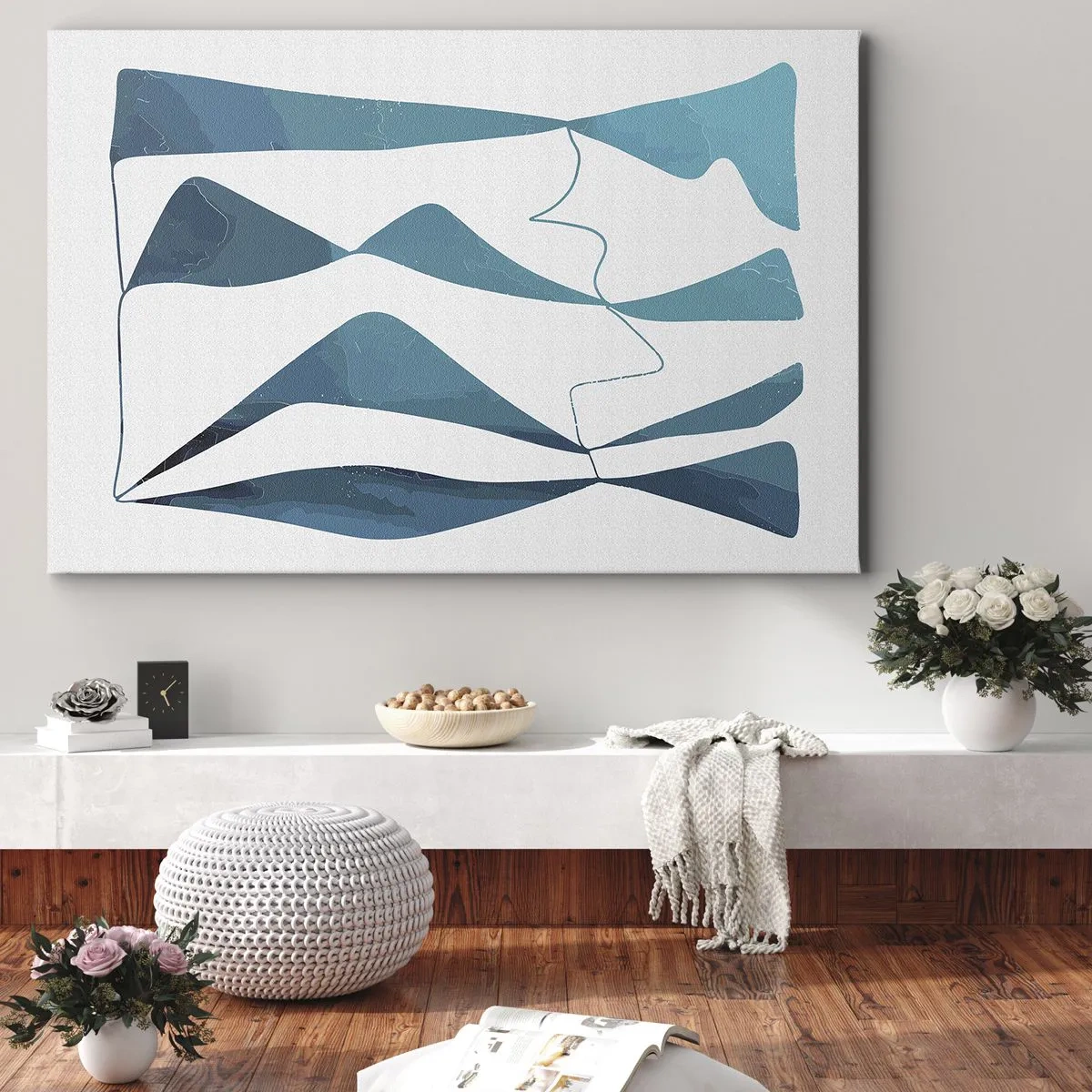 Quadro em tela - Abstração: composto turquesa - 100x70 cm