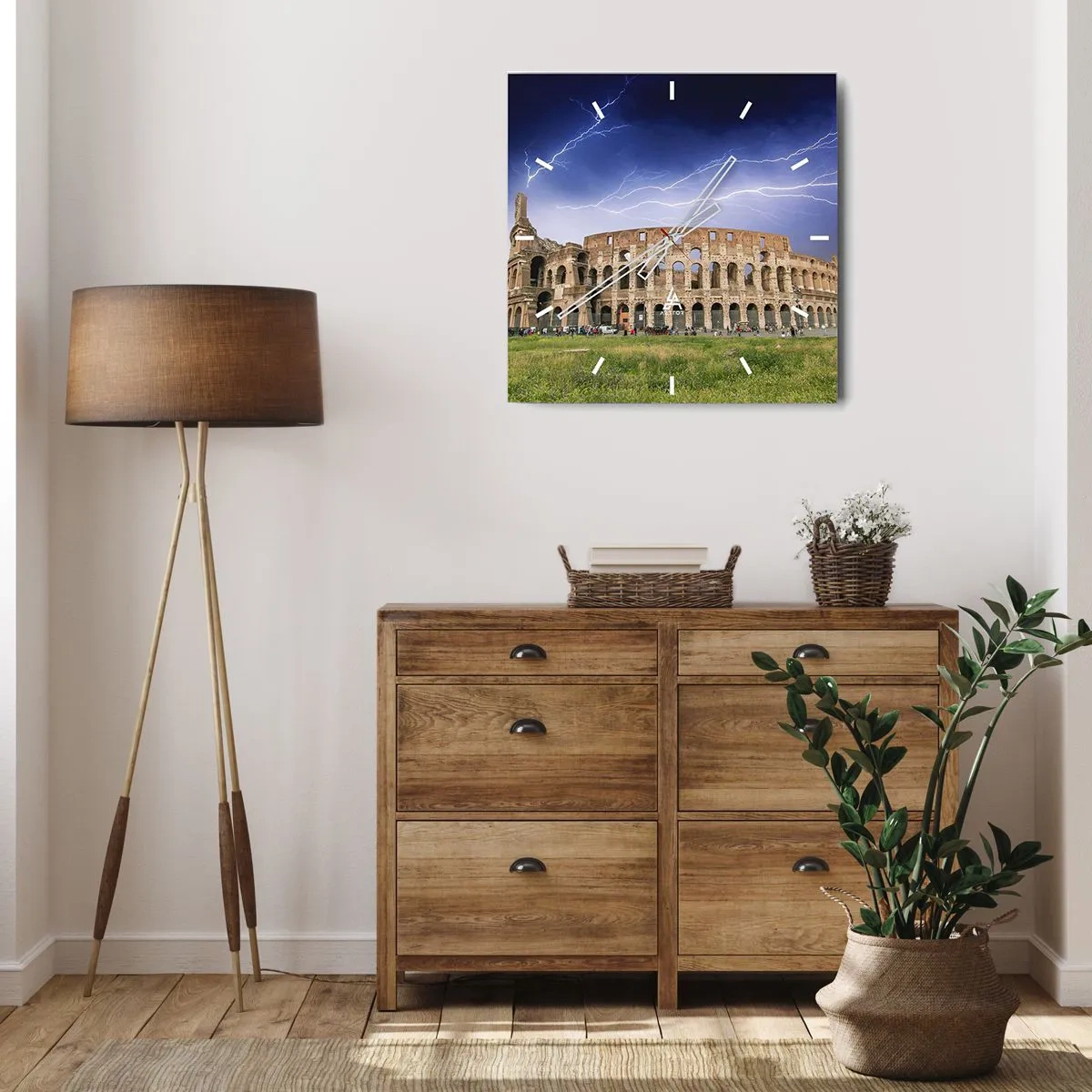 Relógio de parede - Relógio em vidro - Arena de combate - 40x40 cm