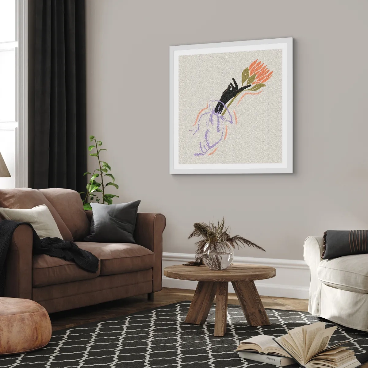 Pôster em moldura branca - Toque fraterno - 40x40 cm