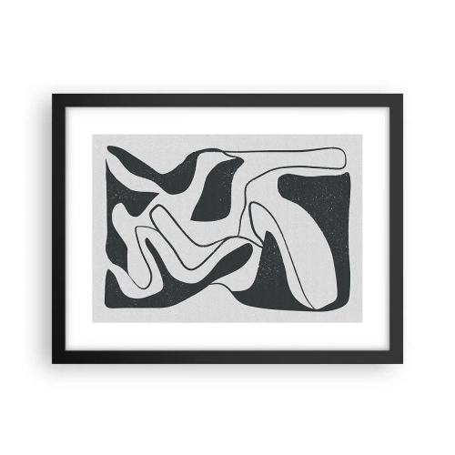 Pôster com moldura preta - Labirinto abstrato divertido - 40x30 cm