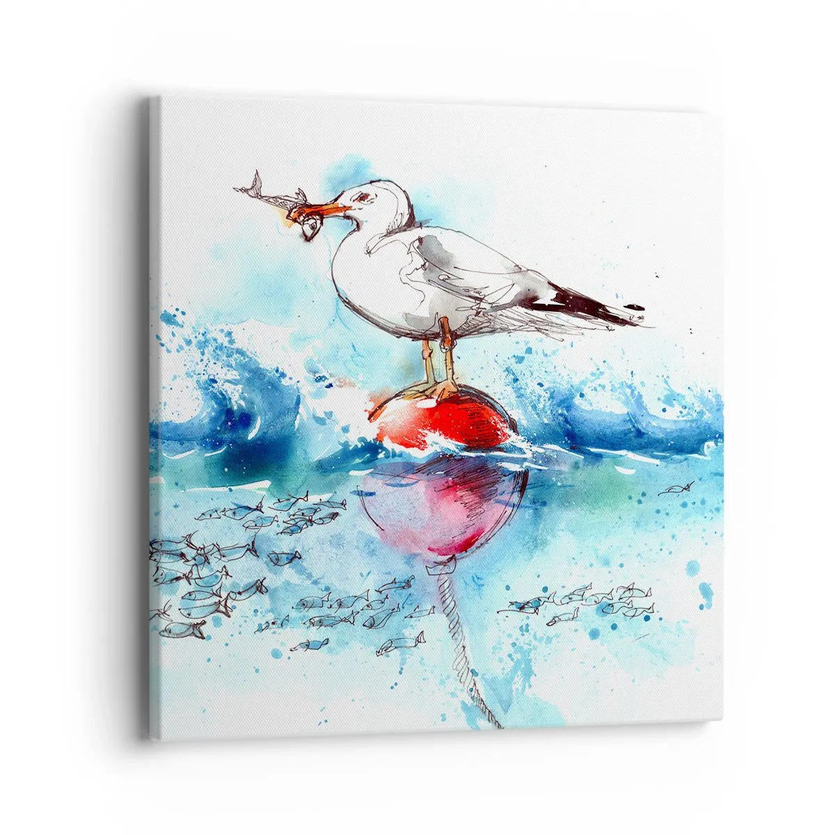 Quadro em tela - Pesca bem sucedida - 40x40 cm