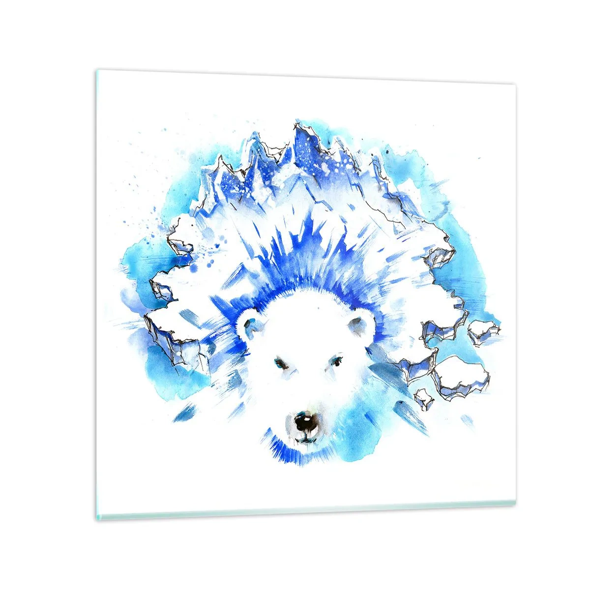 Quadro em vidro - O Rei do Ártico em uma coroa de gelo - 50x50 cm