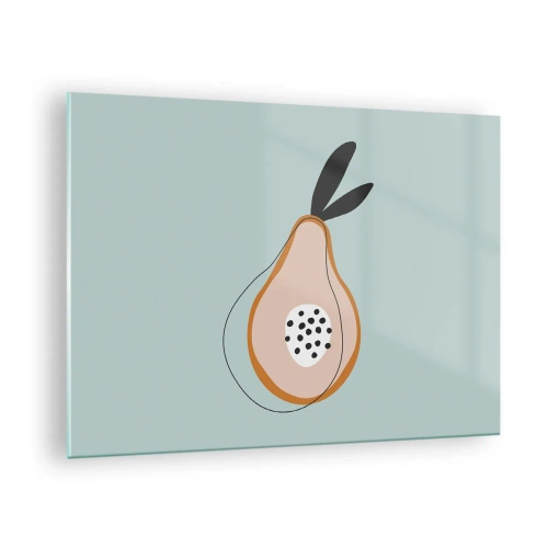 Quadro em vidro - Ilustração abstrata de uma pêra em estilo minimalista - 70x50cm - Penetrar na natureza das coisas - Decoração de parede moderna para a sala de estar e quarto ARTTOR