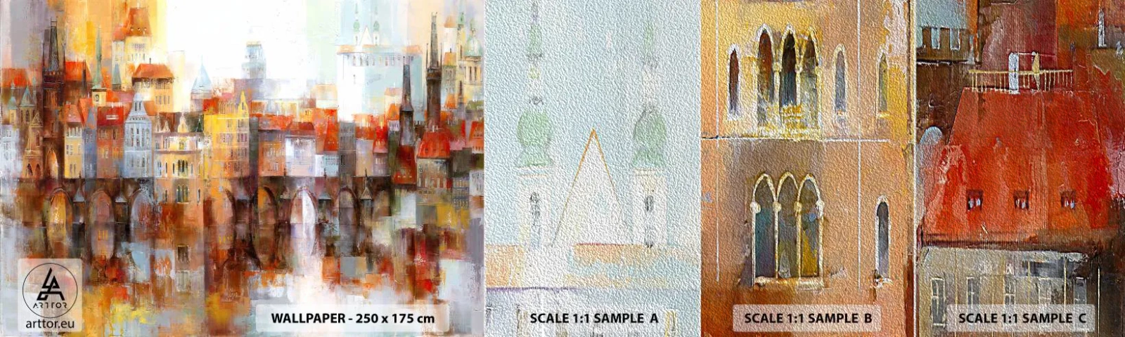 Amostra de papel de parede Premium Sand - Debaixo da ponte também é bonito - Cidade, Praga, Arquitetura - 100x30 cm