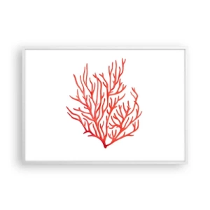 Pôster em moldura branca - Filigrana coral - 100x70 cm