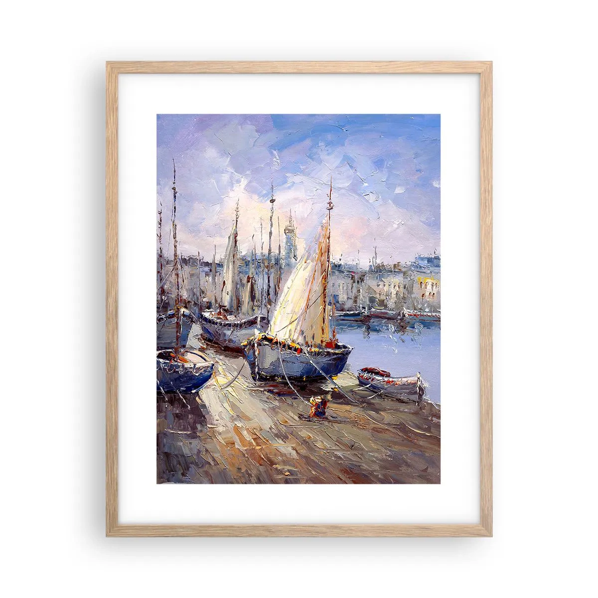 Pôster com moldura de carvalho claro - Uma cidade à beira da baía - 40x50 cm