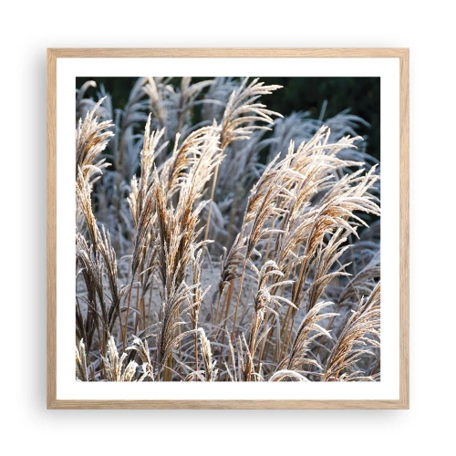 Pôster com moldura de carvalho claro - Decorado com a geada - 60x60 cm