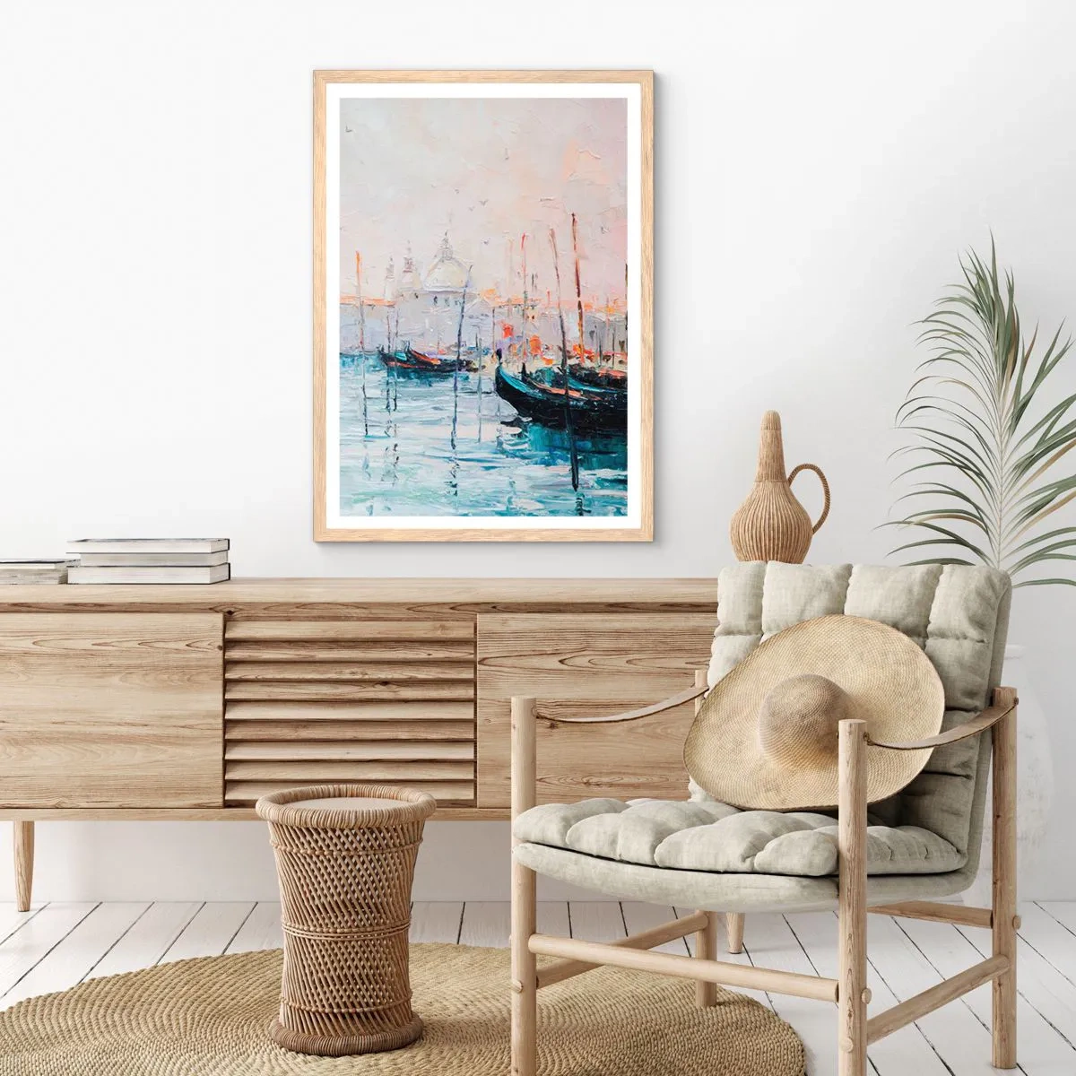 Pôster com moldura de carvalho claro - Além da água, atrás do nevoeiro - 30x40 cm