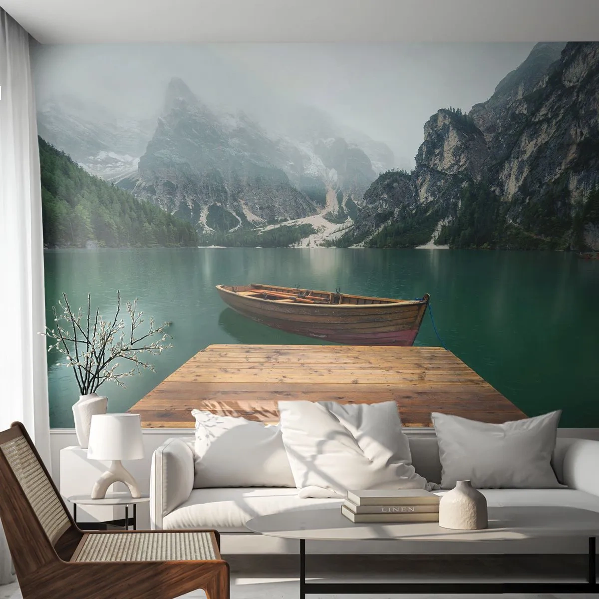 Papel de Parede Premium Sand - Rochas orgulhosas  - Paisagem, Montanhas, Lago - 100x70 cm
