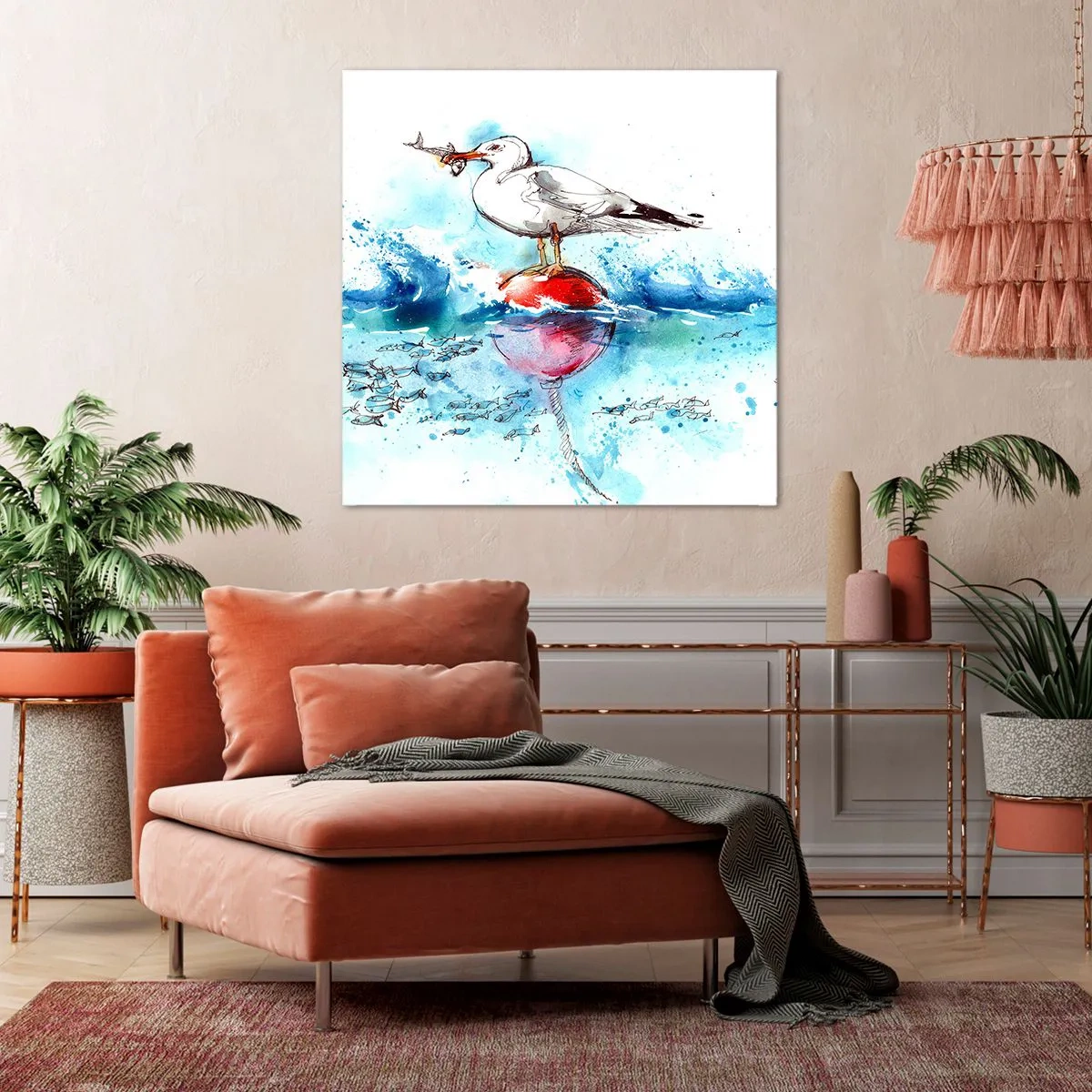 Quadro em tela - Pesca bem sucedida - 50x50 cm