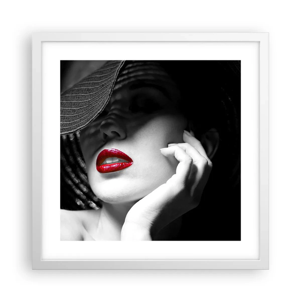 Pôster em moldura branca - Um estudo em vermelho - 40x40 cm