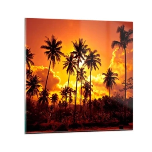Quadro em vidro - Montanhas em chamas, florestas em chamas - 30x30 cm