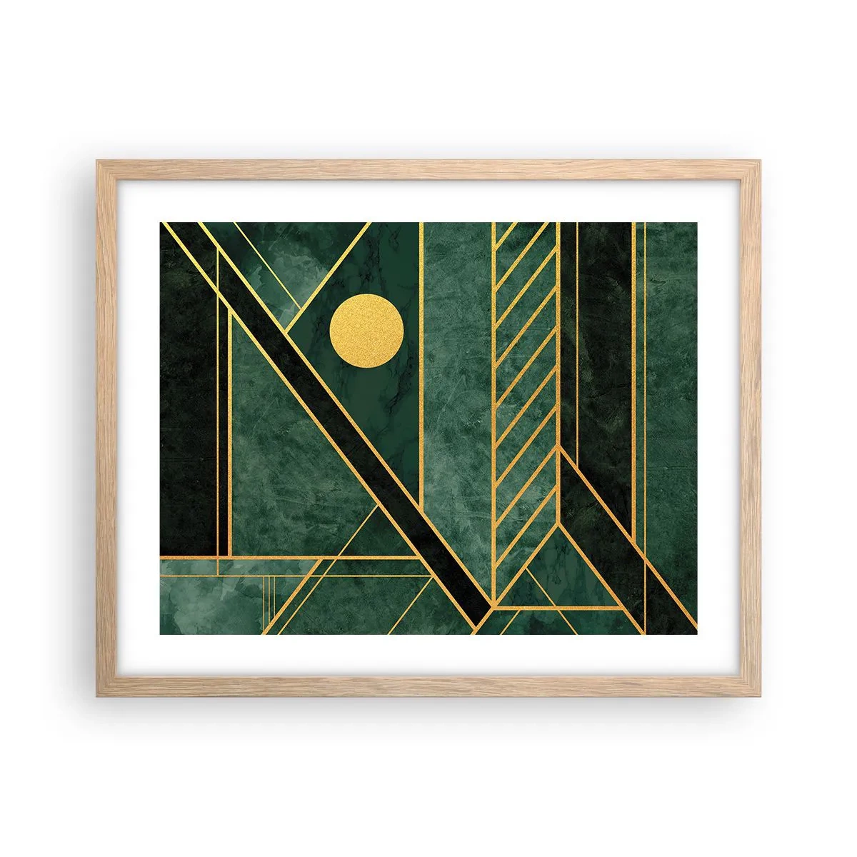 Pôster com moldura de carvalho claro - A dinâmica do ouro e do azul - 50x40 cm