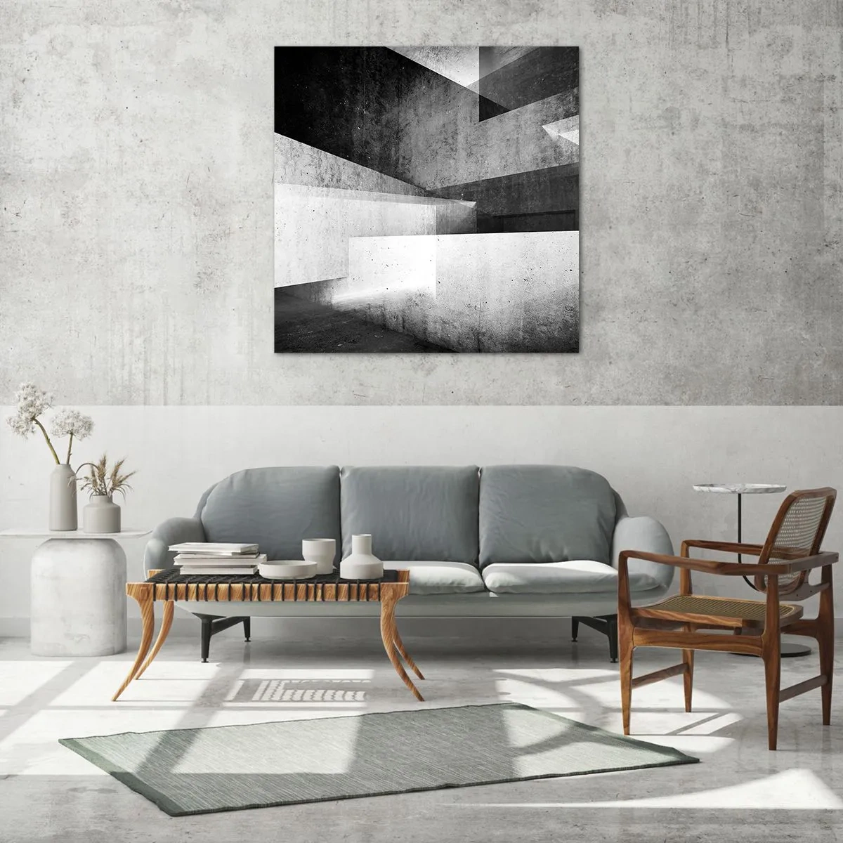 Quadro em vidro - Estrutura espacial - 40x40 cm