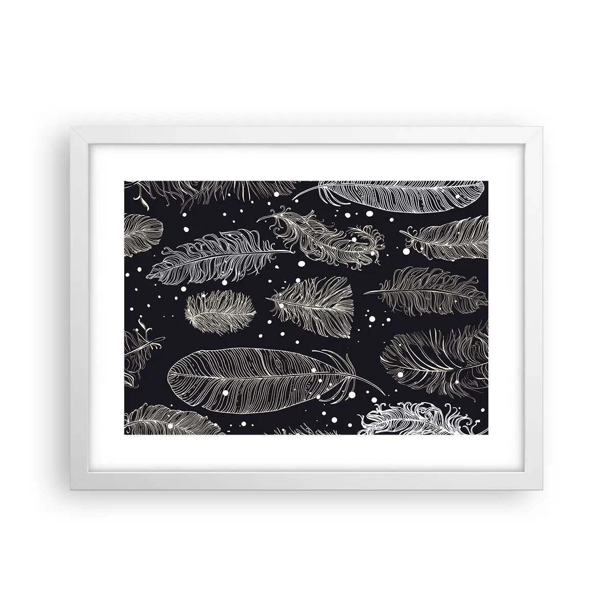 Pôster em moldura branca - Rendas de penas - 40x30 cm