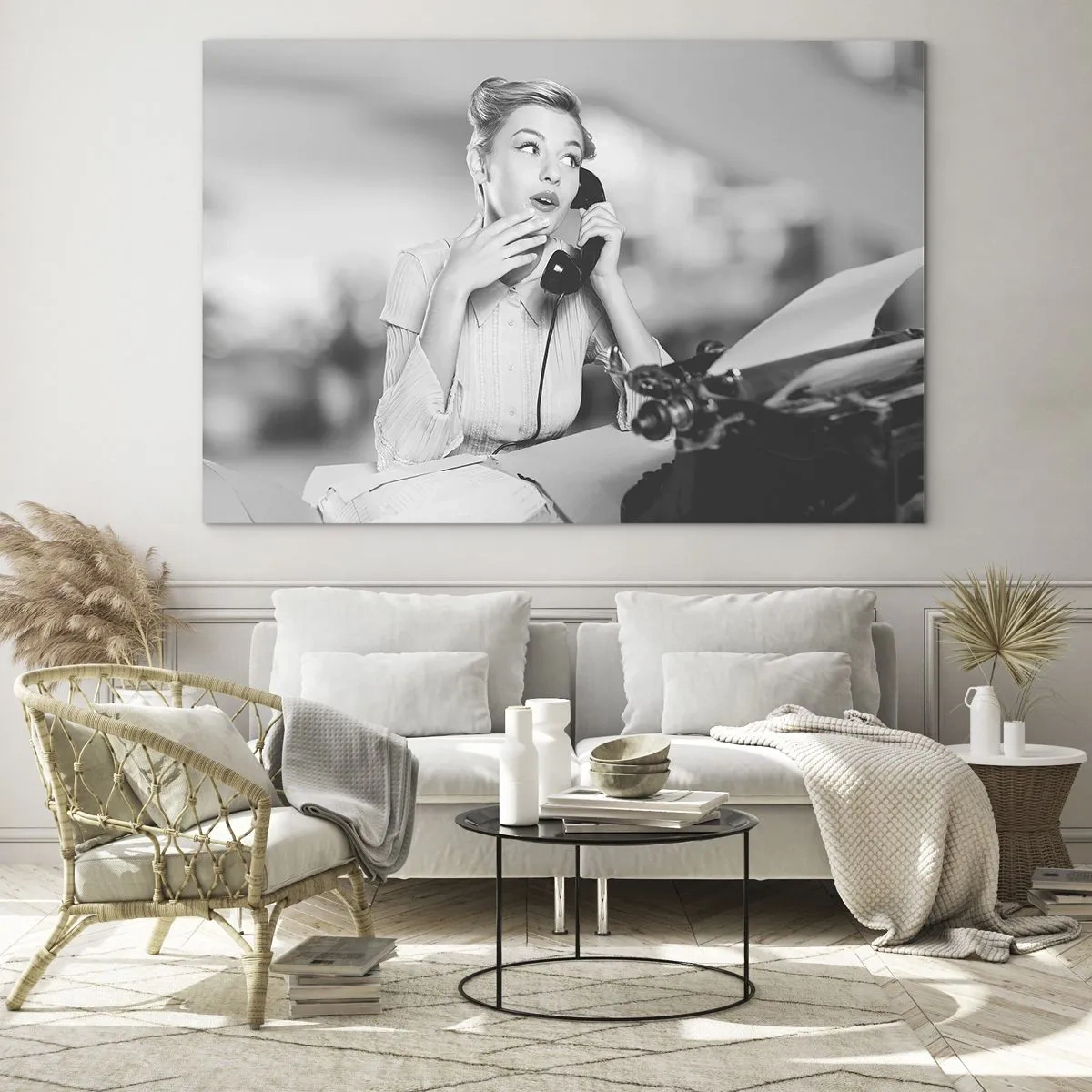 Quadro em vidro - Olá, estamos nos anos 50 aqui. - 70x50cm - Olá, estes são os anos 50. - Decoração de parede moderna para a sala de estar e quarto ARTTOR