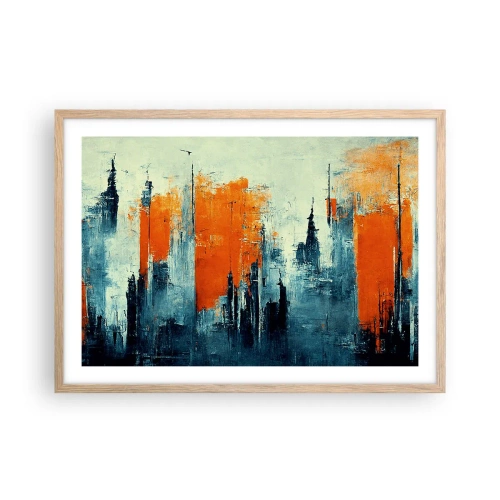 Pôster com moldura de carvalho claro - Paisagem moderna - 70x50 cm