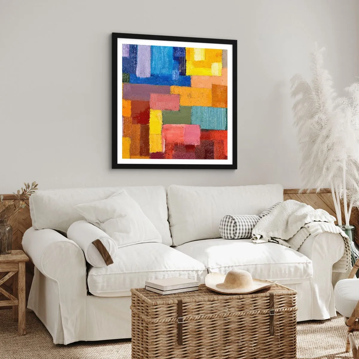 Pôster com moldura preta - Cada um diferente, todos coloridos - 40x40 cm